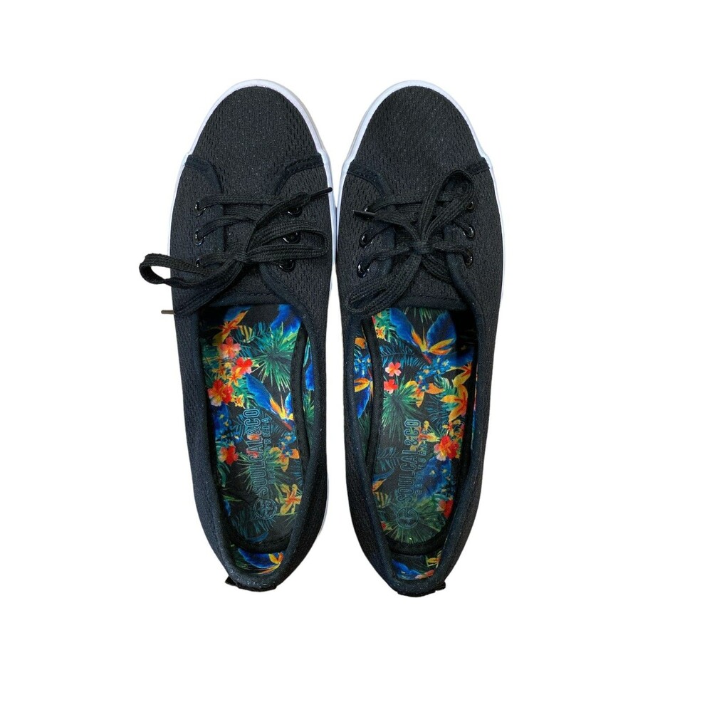 SoulCal & Co Canvas Lace Up Flats Womens US 9.5 EU 41 Black Casual Sneakers